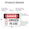 Signmission Oxygen In Use Danger Sign, Aluminum, 24in W x 18in L, 2PK OS-2PACK-DS-A-1824-L-1513 - alternate 7